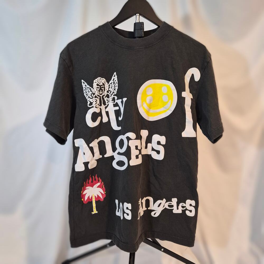 PacSun City Of Angels Los Angeles Graphic Tee Shirt Black Small Streetwear Y2K